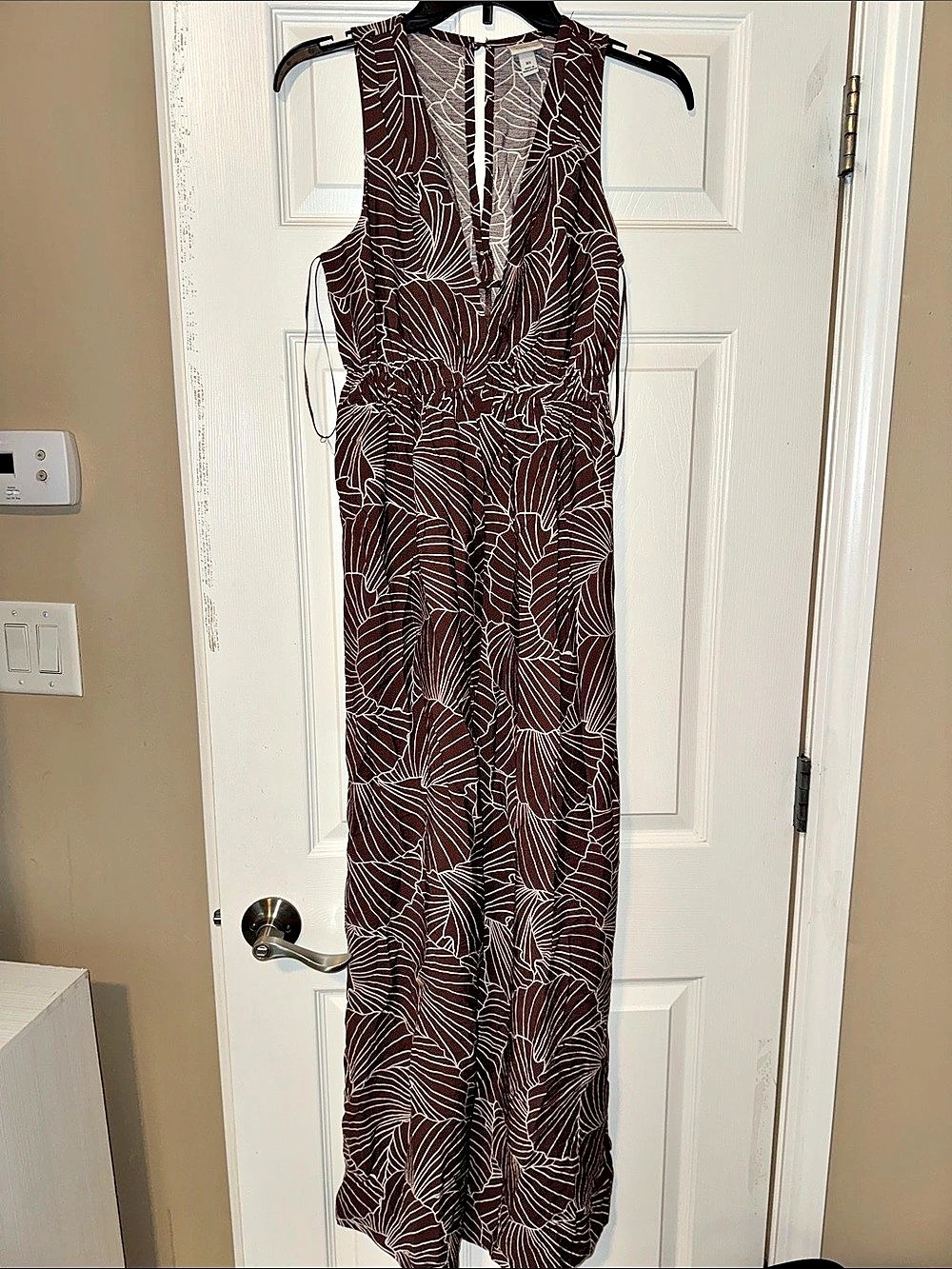 A New Day Brown & White Abstract Jumpsuit Size XS NWT